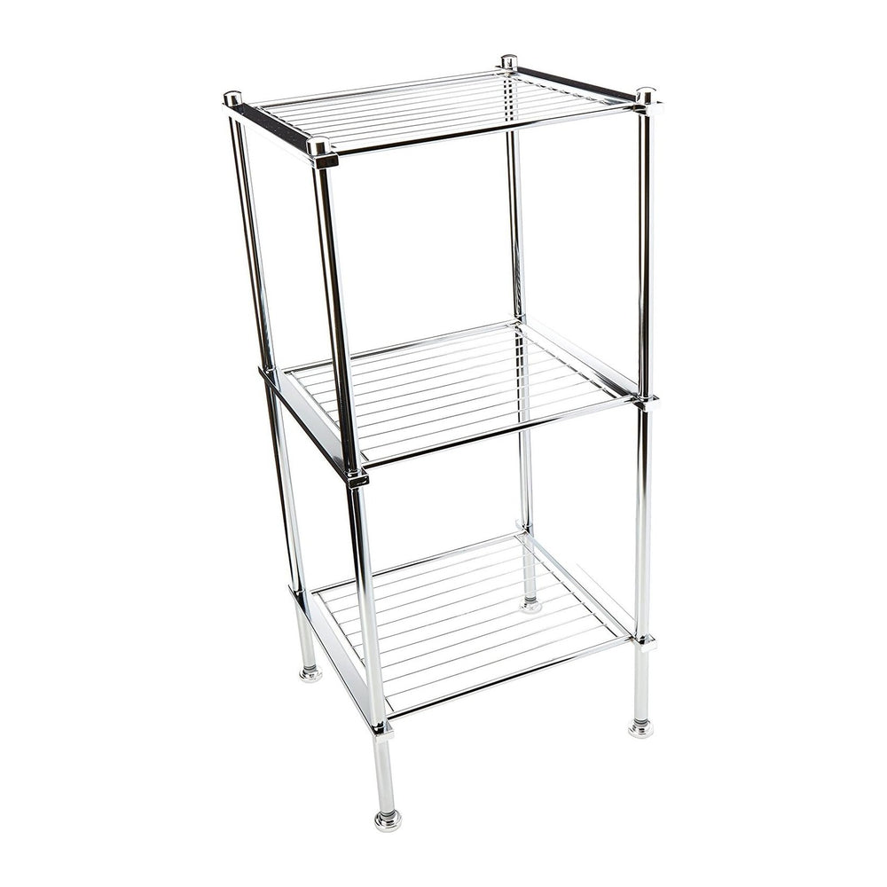 Organize It All 3 Tier Chrome Freestanding Bathroom Storage Shelf , 12.25 x 1...