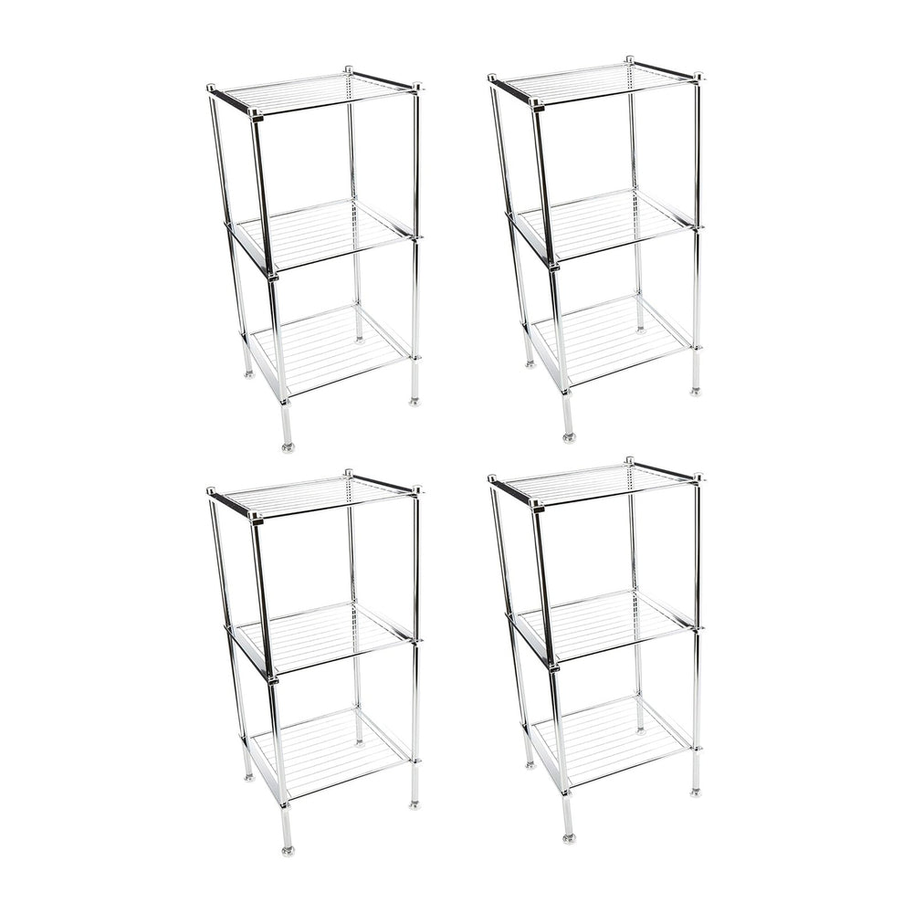 Organize It All 3 Tier Chrome Freestanding Bathroom Storage Shelf, 12.25 x 13...