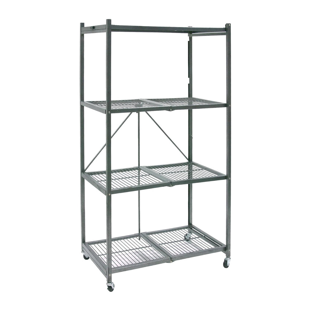 Origami 3-Pack R5 Storage Rack, 4-Tier Heavy-Duty Foldable Steel Shelf with W...