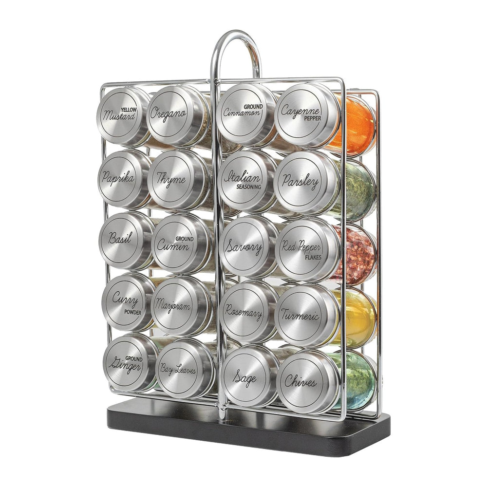 Orii 20 Jar Spice Rack Stainless Steel with Spices Included - Standing Rack S...