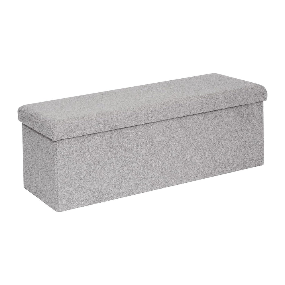 PINPLUS Storage Ottoman Bench Sherpa Foot Rest, Foldable Boucle Ottomans, Lar...