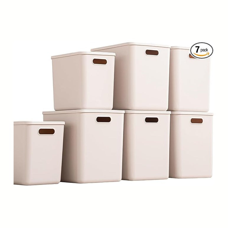 Plastic Storage Bins with lids, Storage Baskets, Container with handle