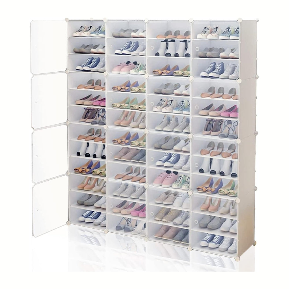Portable Shoe Rack Organizer 12 Tier DIY Shoe Cabinet, 96 Pairs White Plastic...