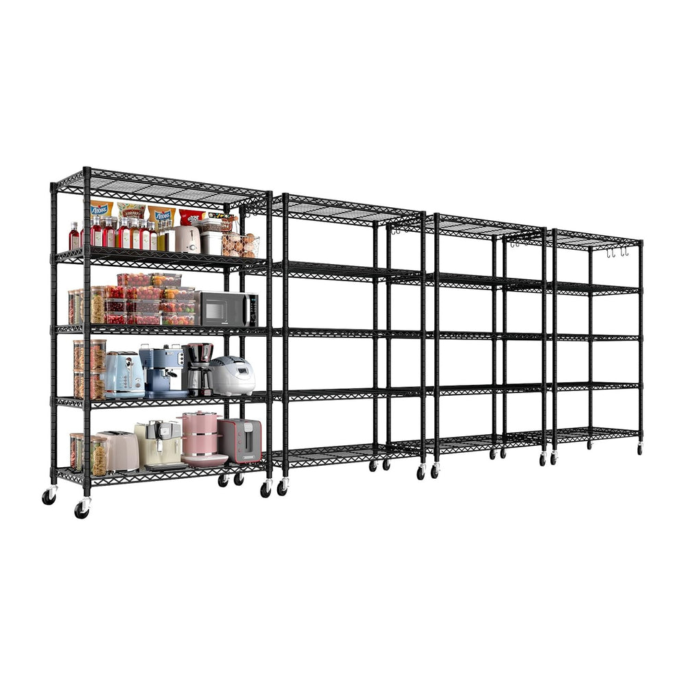 PrimeZone 36"W x 16"D x 79"H Wire Shelving with Wheels, 5-tier...