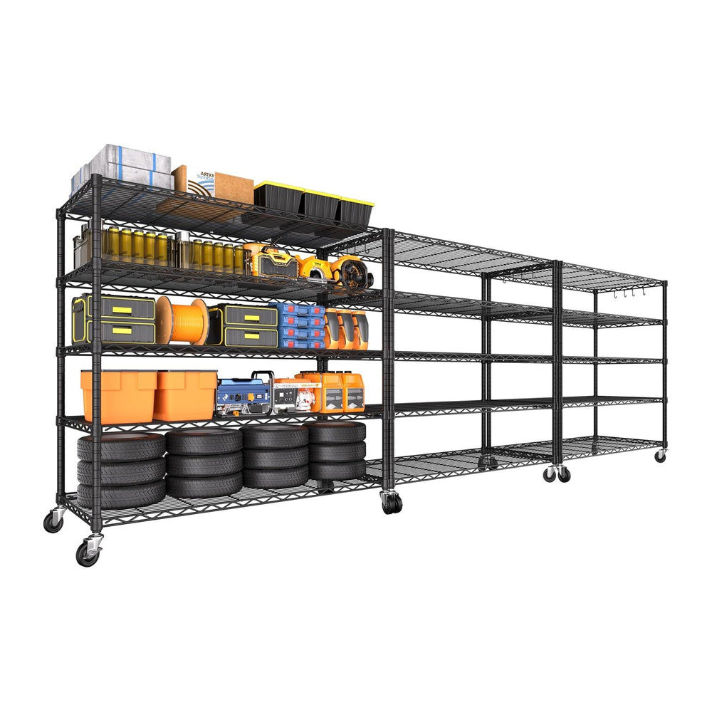 PrimeZone 48"W x 24"D x 81"H Heavy Duty Wire Shelving with Whe...