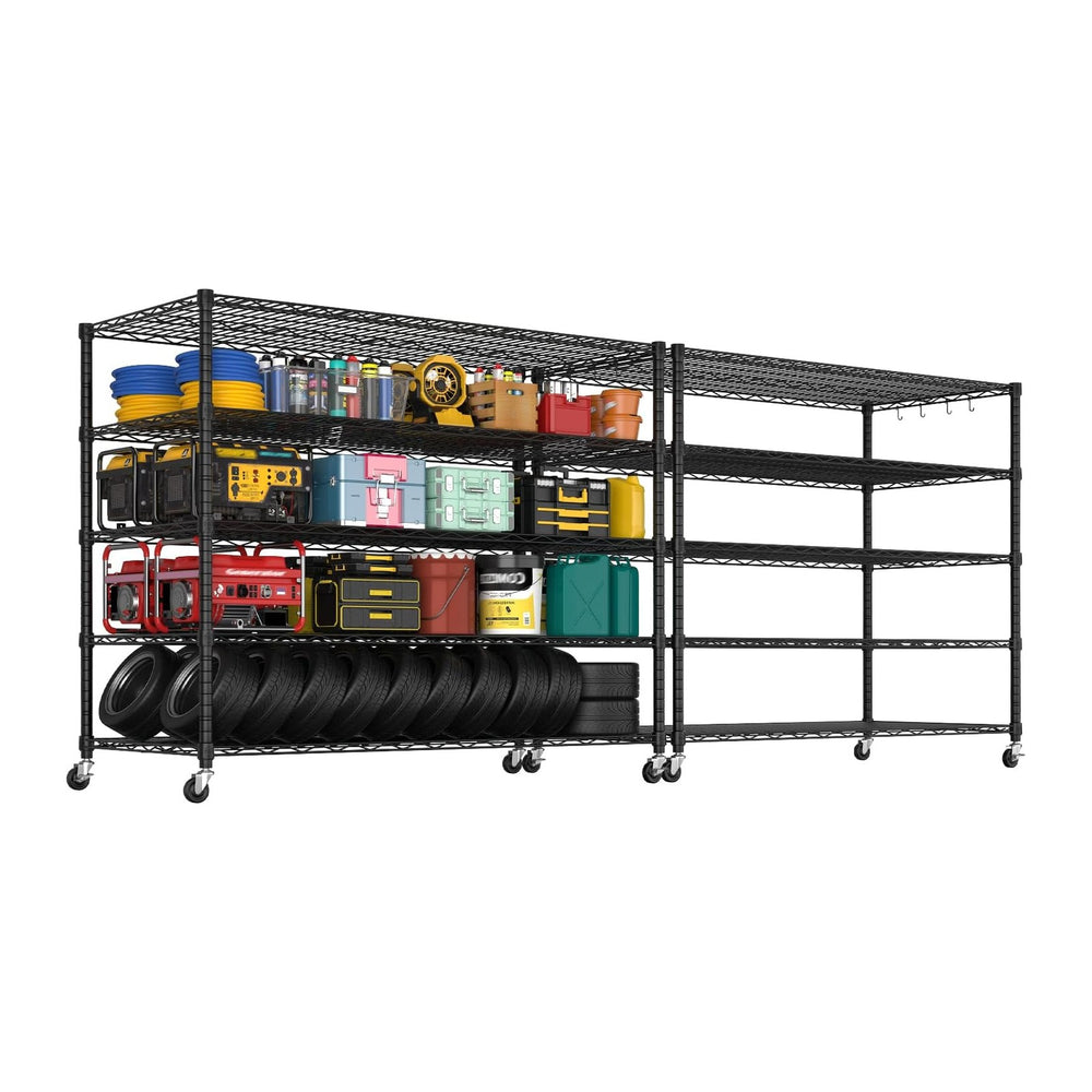 PrimeZone 5 Tier 80.7"H x 55.5"W x 24"D Wire Shelving with Whe...