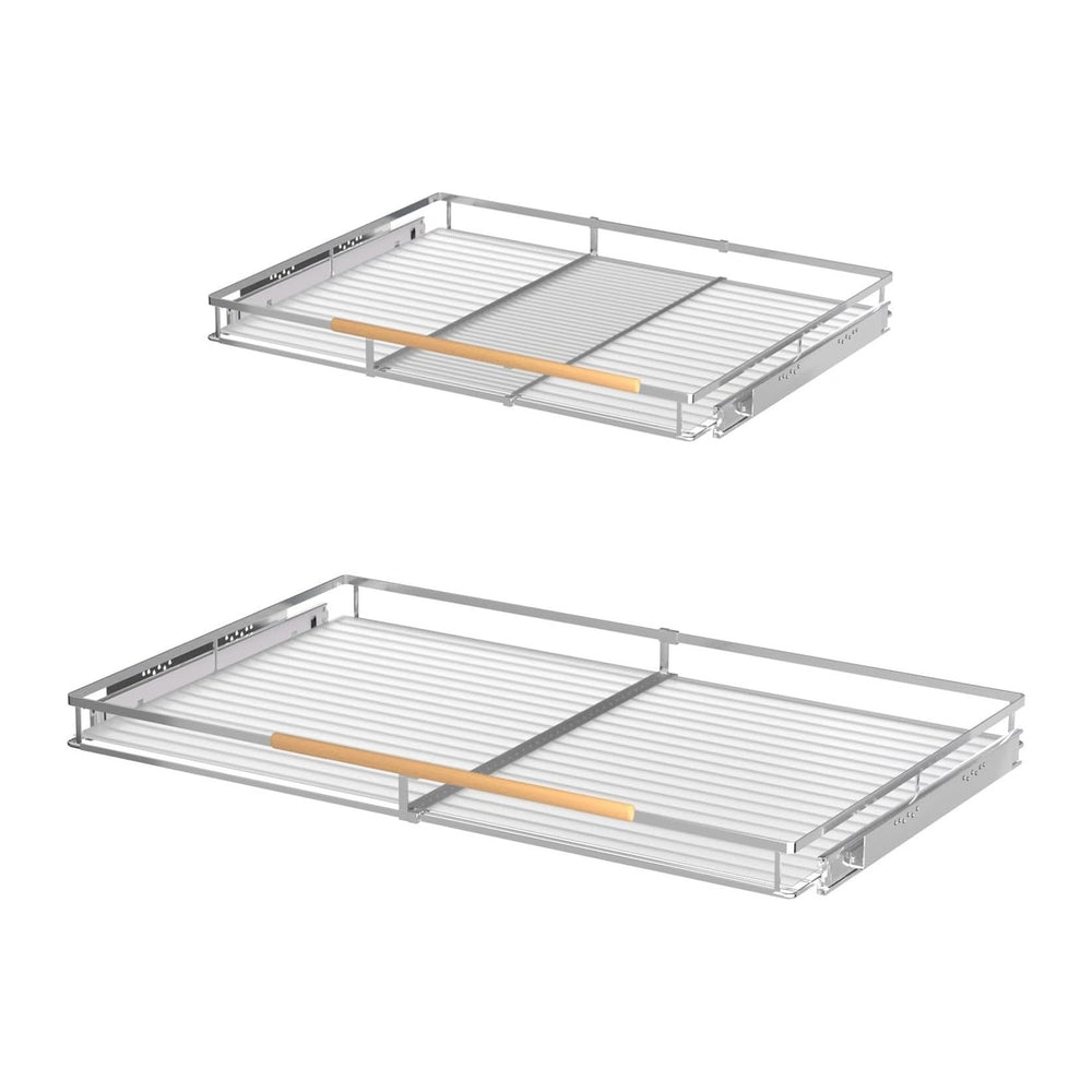Pull-Out Cabinet Organizer, Stainless, 12.1-18.4 In, 2 Pack