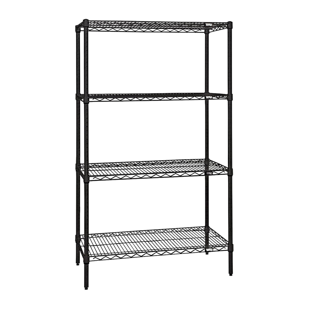 Quantum Storage Systems WR86-2472BK 4-Shelf Wire Shelving Unit, NSF-Certified...