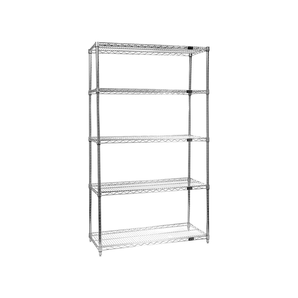 Quantum WR54-1460C-5 Wire Shelving Starter Kit with (5) Shelves and (4) Post ...