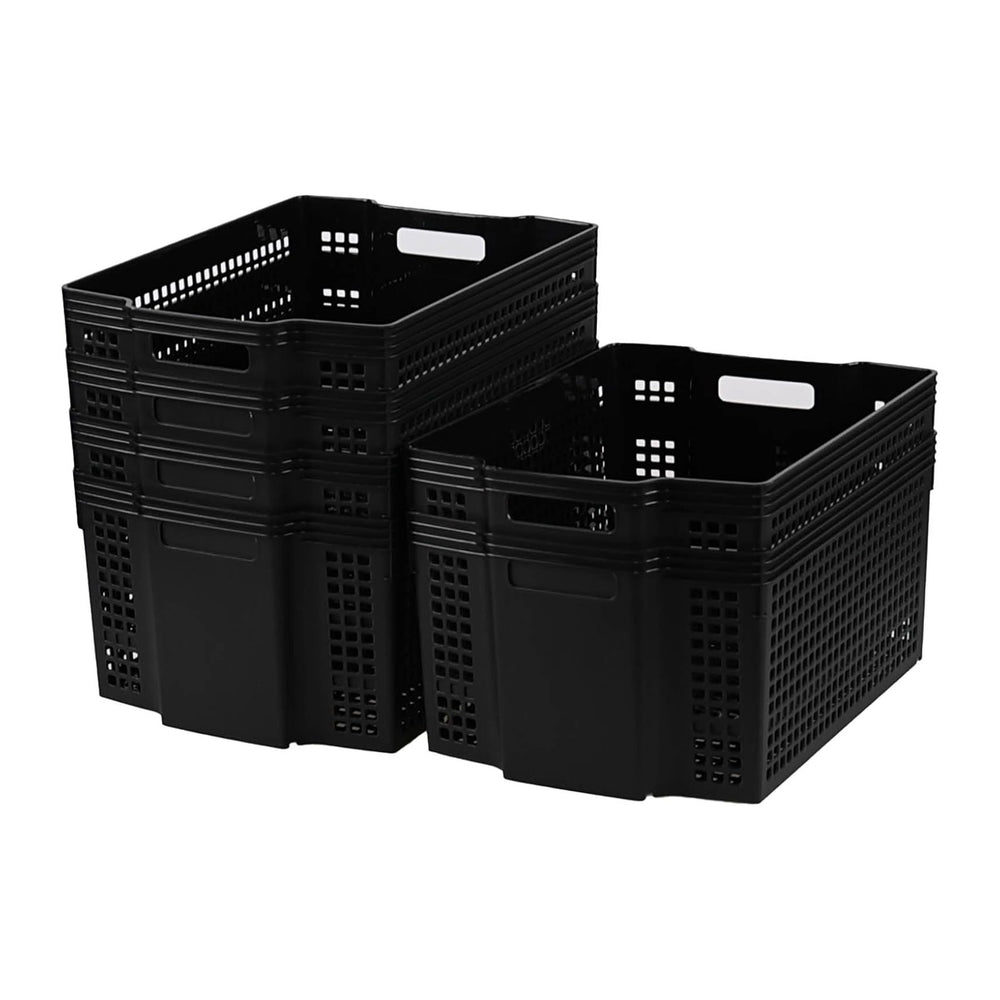 Ramddy 6 Pack Stackable Laundry Storage Basket Bin, Black Organizer Baskets