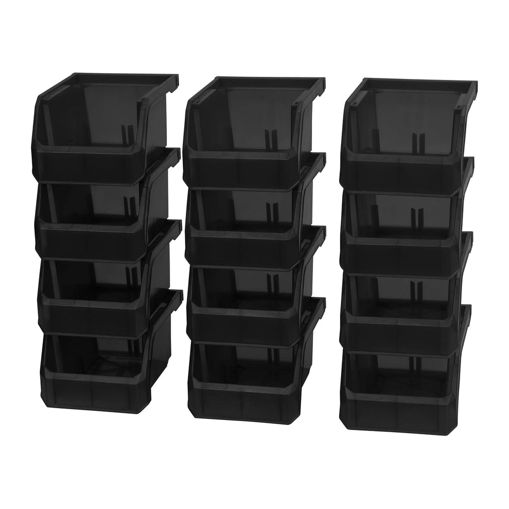 ReadySpace Extra-Small Stackable Plastic Storage Bins, 12-Pack, Black