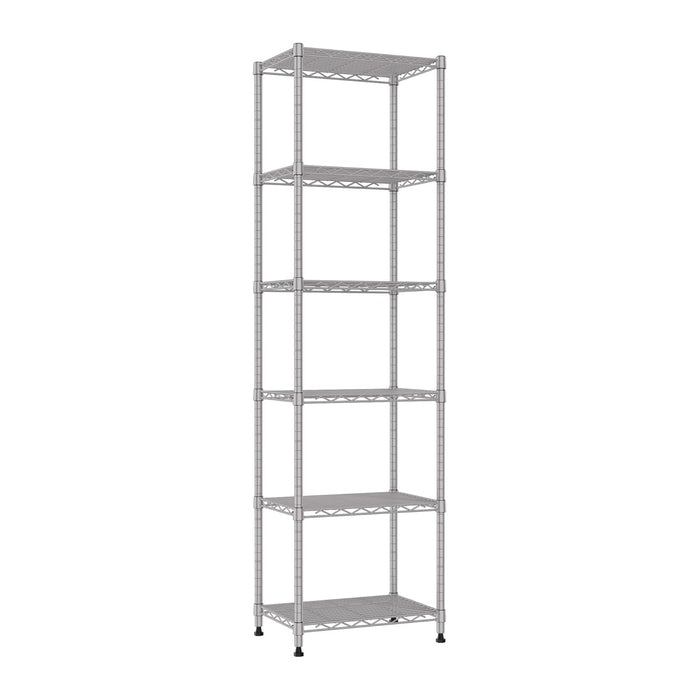 REGILLER 6 Wire Shelving Steel Storage Rack Adjustable Unit Shelves for Laundry Bathroom Kitchen Pantry Closet (16.7L x 11.9W x 64H, Silver)