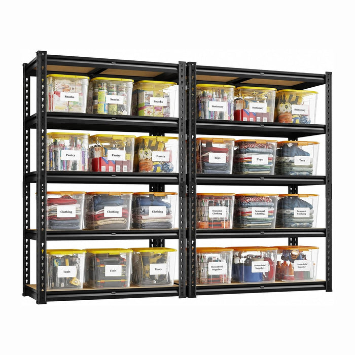 REIBII 2 Pack Storage Shelves,5 Tier Heavy Duty Garage Shelving,Adjustable