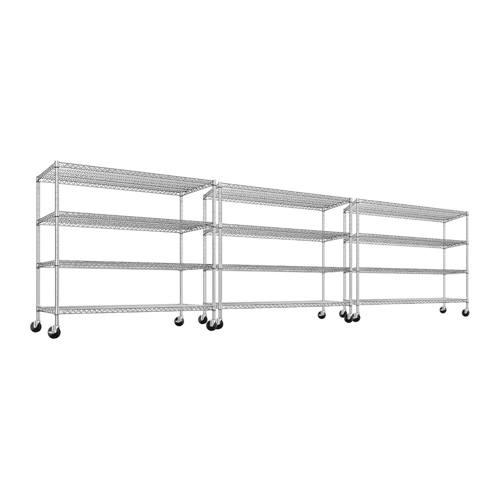 REIBII 55.5''W Storage Shelves 2500LBS Wire Shelving Unit with Wheels...