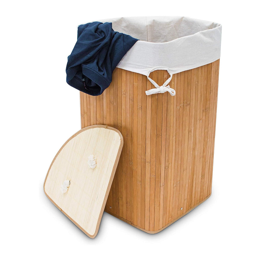 Relaxdays Folding Round Laundry Basket Bin Hamper, 65 x 41 cm, 64 L, Made of ...