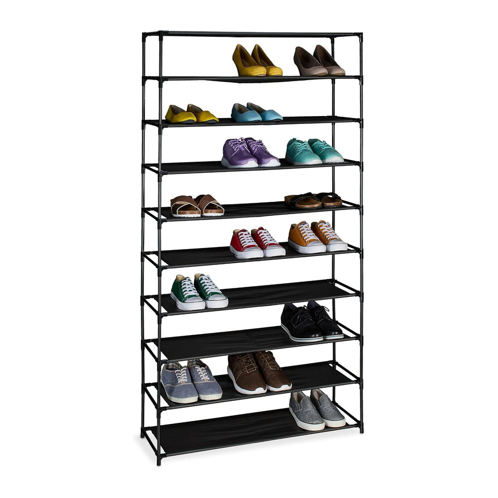 Relaxdays Shoe Rack, Levels, Metal Frame, Fabric, Plug Together, Organisation...