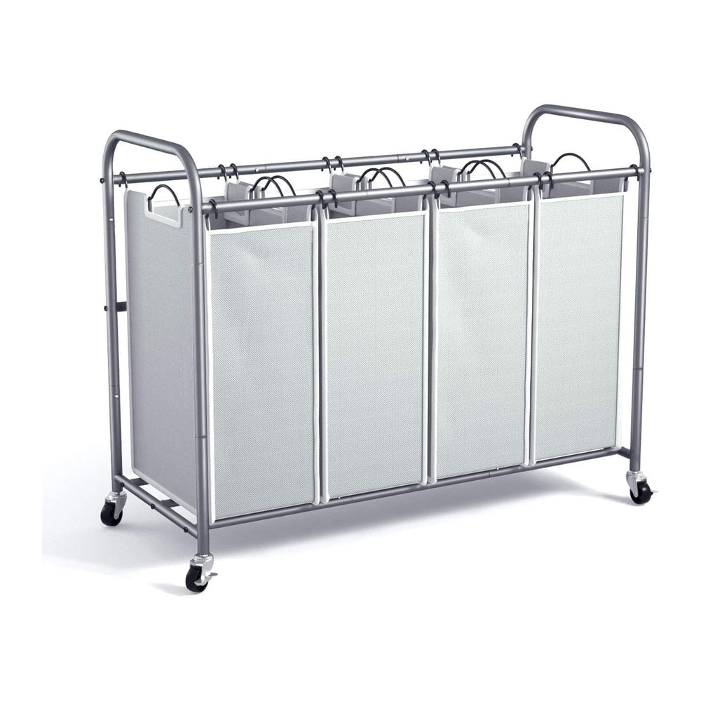 ROMOON Laundry Hamper Sorter Cart, 4-Section Organizer with Lockable Wheels