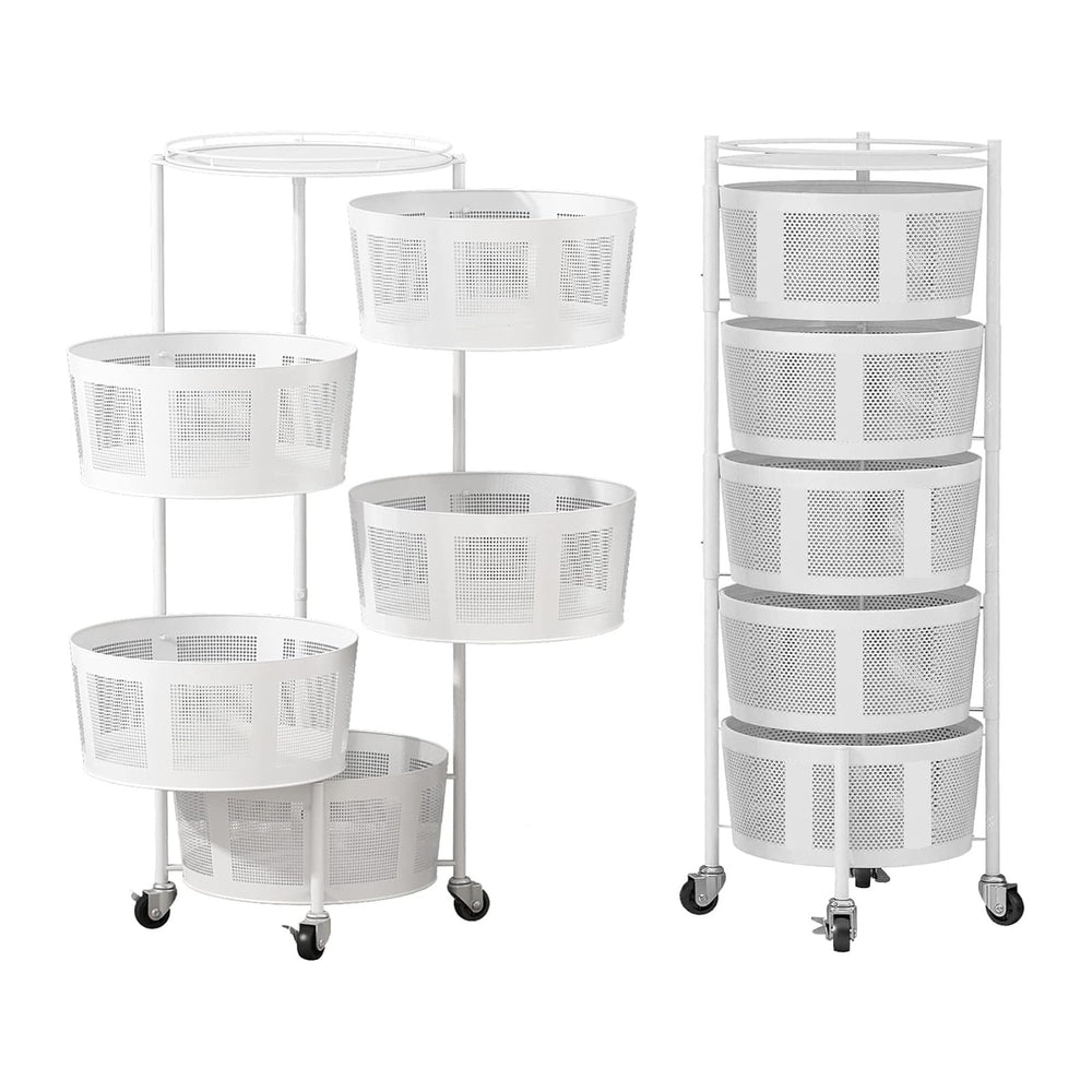 Rotating Kitchen Baskets Rack 5 Tier Round Mesh Baskets Fruit Vegetable Organ...