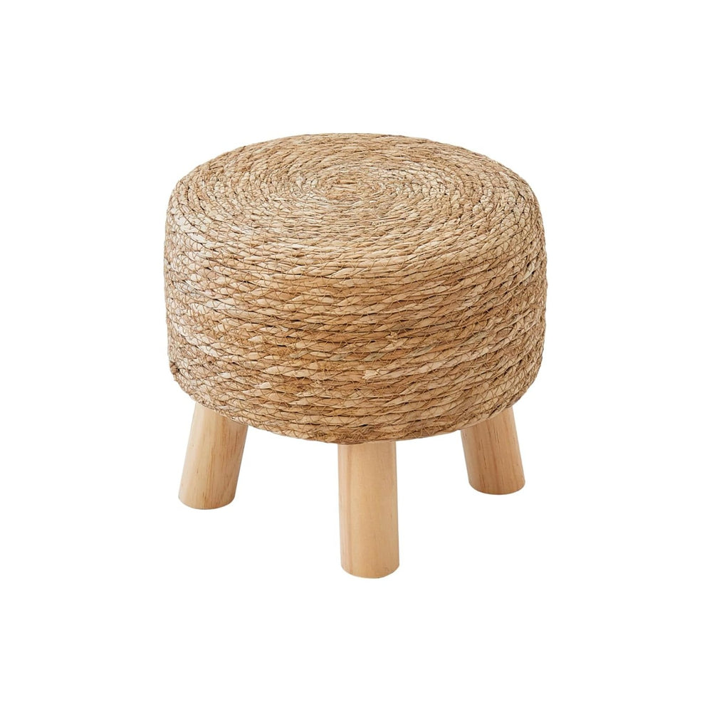 Round Ottoman Foot Stool Wicker Seagrass Natural Natural