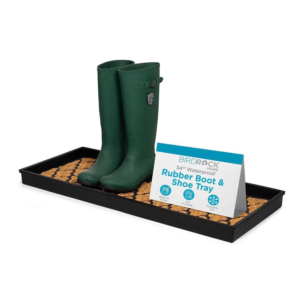 Rubber Boot & Shoe Tray | Coir Insert | 34" x 14" | Waterproof ...