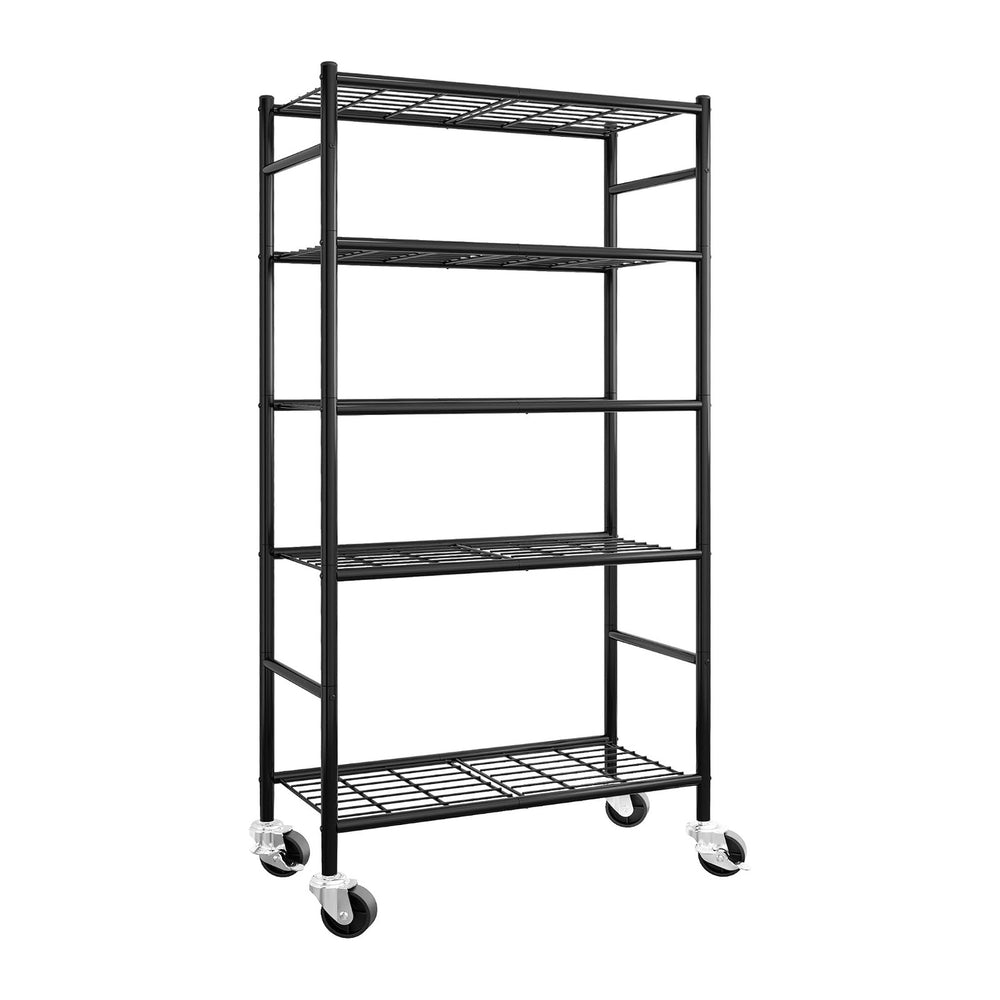 Sakugi 5-Tier Storage Shelves 33.1" x12.6" x73.5" Black with W...