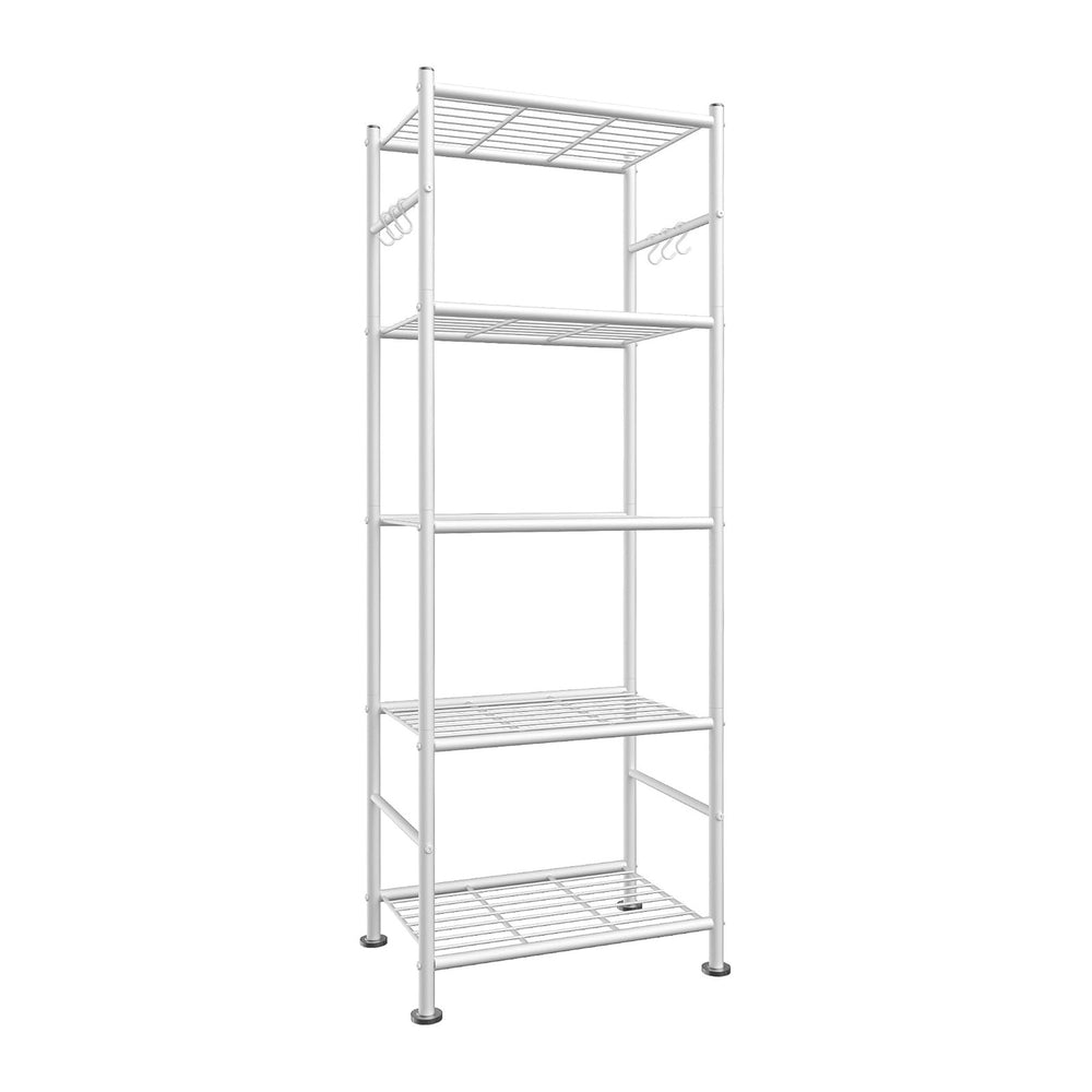 Sakugi Storage Shelves - 5-Tier Large Capacity Shelf Organizer with Hooks, He...