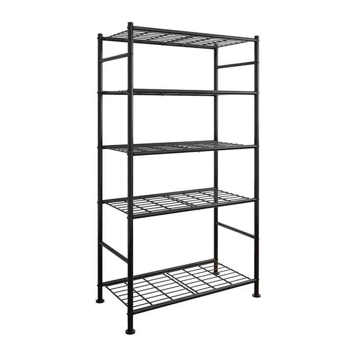 Sakugi Storage Shelves - 5 Tier Shelf Organizer, Heavy Duty Garage Shelving Unit with Leveling Feet, Stable Metal Shelves Organizer for Pantry, Kitchen and Closet, 33.0" W x 12.6" D x 72.0" H, Black