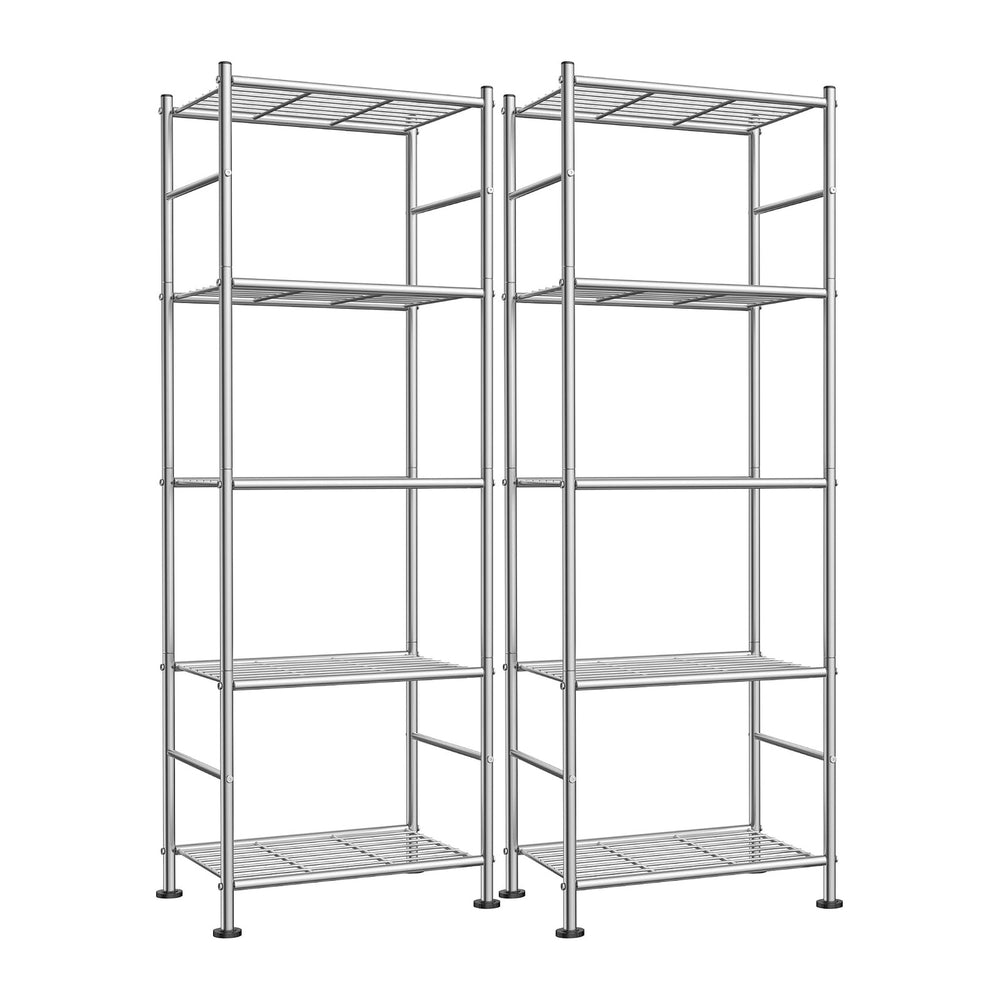 Sakugi Storage Shelves - Set of 2, 5-Tier Metal Shelf Organizer, Space-Saving...