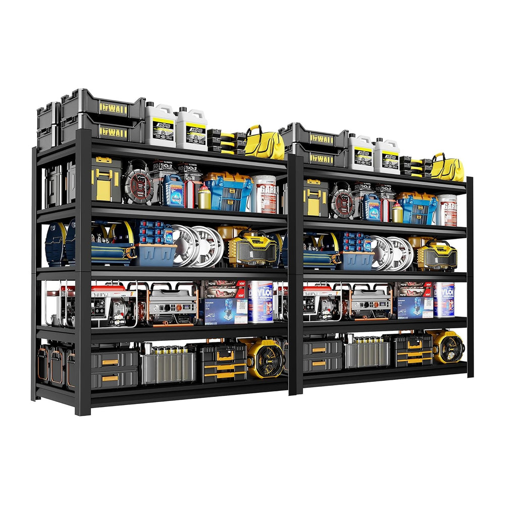 Set of 2 Garage Shelving,5-Tier Heavy Duty Shelving Unit,3000LBS Adjustable M...