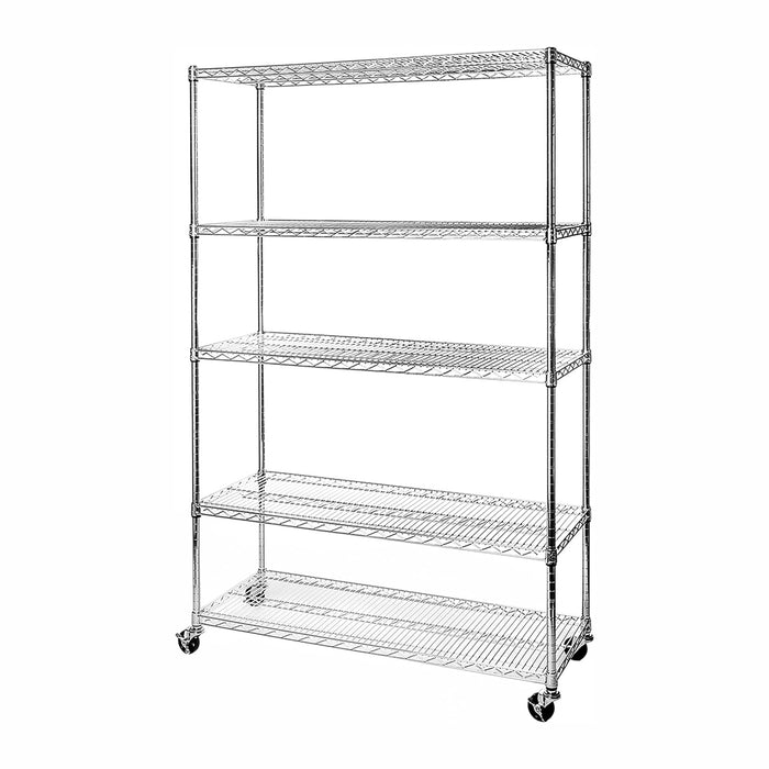 Seville Classics UltraDurable Heavy Duty NSF Solid Steel Wire Rack Storage Unit Organizer for Garage, Warehouse, Office, Restaurant, Classroom, Kitchen, 5-Tier Shelving, 48" W x 18" D