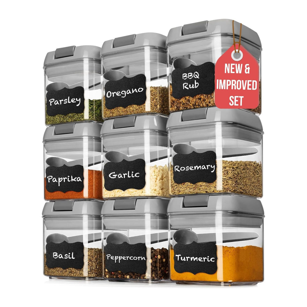 Shazo 9PC (0.5L, 2.1 Cup, 17oz) Airtight Food Storage Containers + 6 Spoons