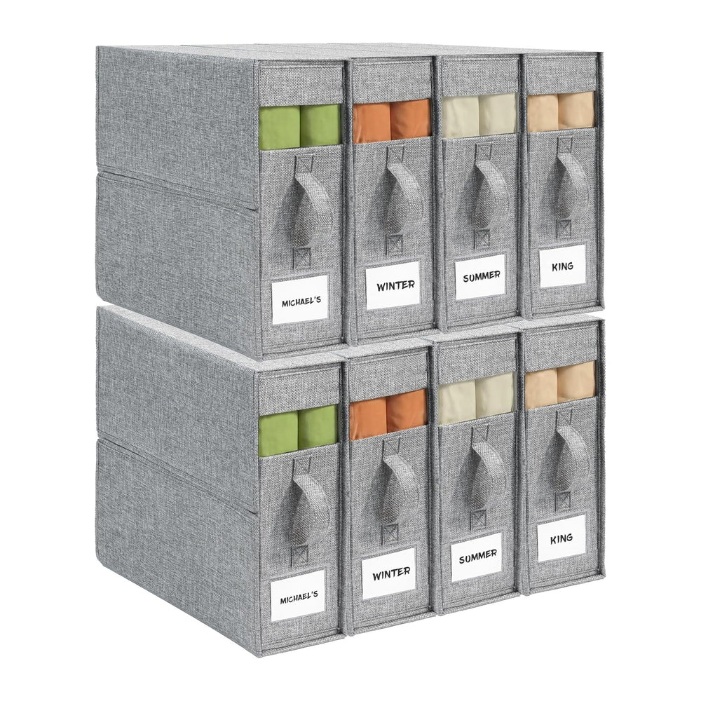 Sheet Organizers and Storage for Linen Closet, 8Pack Grey