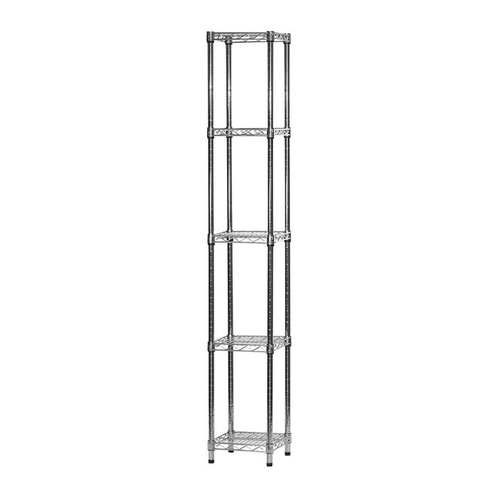 Shelving Inc. 12" d x 12" w x 72" h Chrome Wire Shelving w/ 5 Tier Shelves