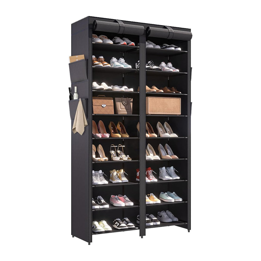Shoe Rack with Covers - 9 Tiers Tall Shoe Rack Organizer Large Capacity Shoe ...
