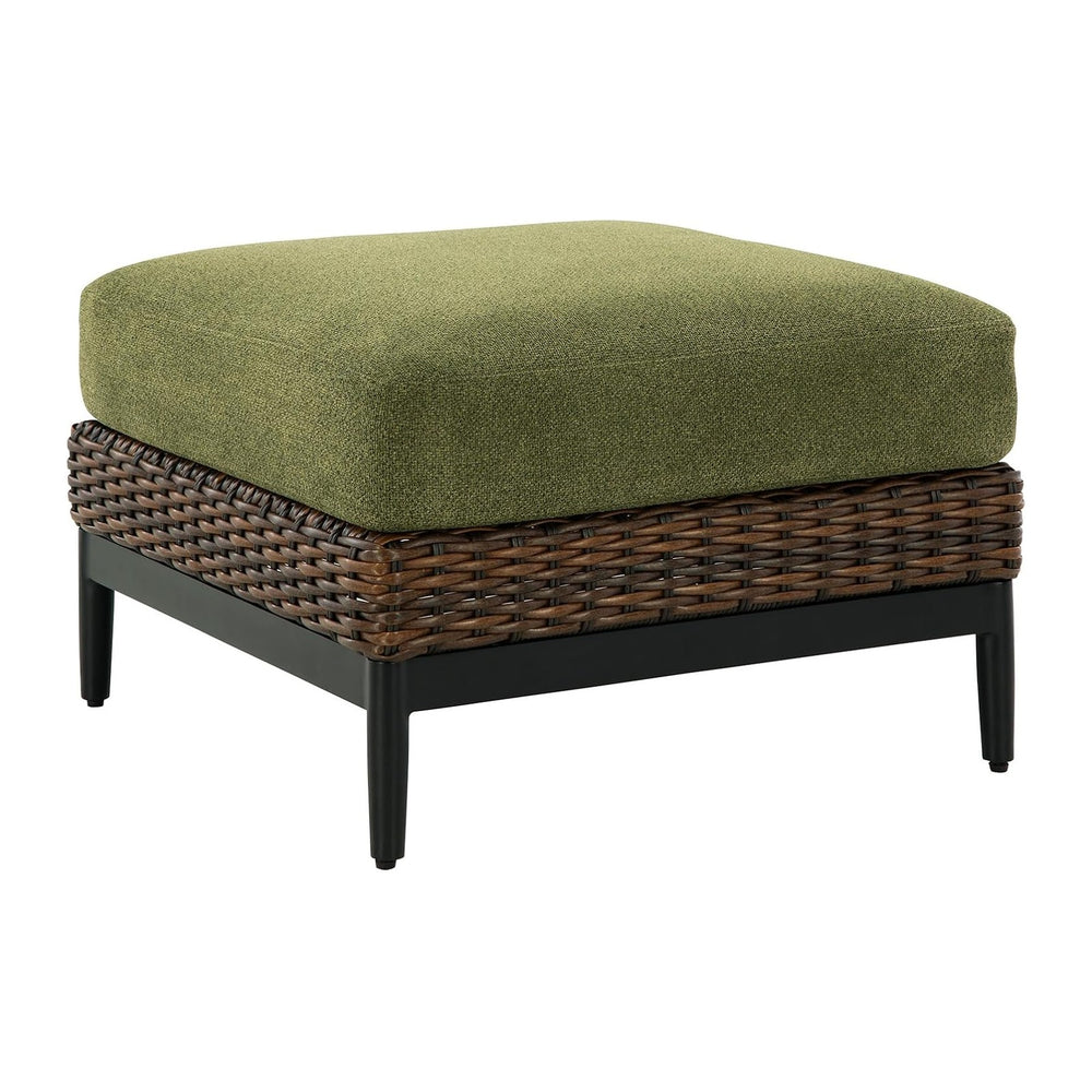 Signature Design by Ashley Outdoor Ottoman with Cushion, 28" Square Green