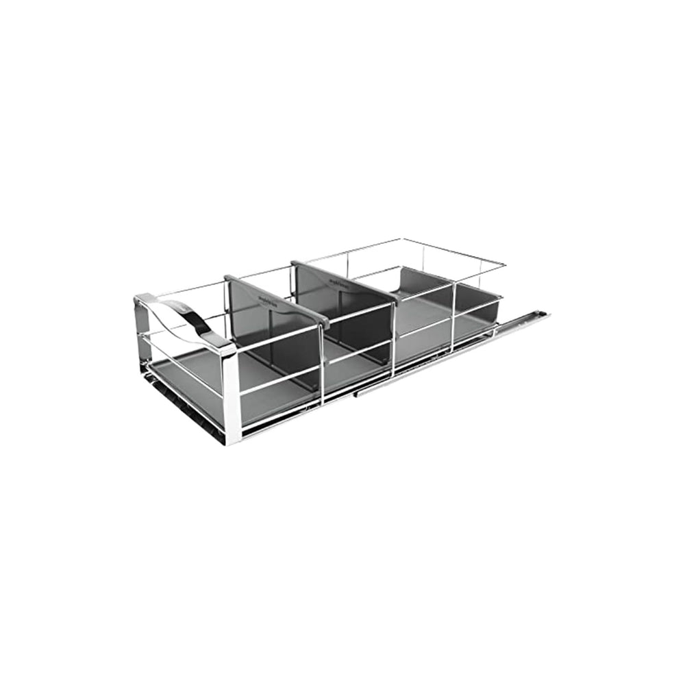 simplehuman 14 inch Pull-Out Cabinet Organizer, Heavy-Gauge Steel Frame, gray