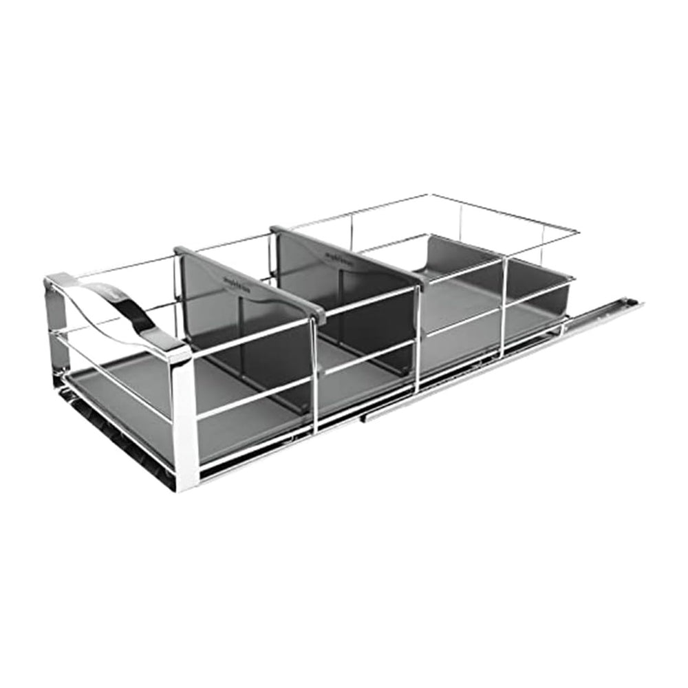 simplehuman 14 inch Pull-Out Cabinet Organizer, Heavy-Gauge Steel Frame, gray