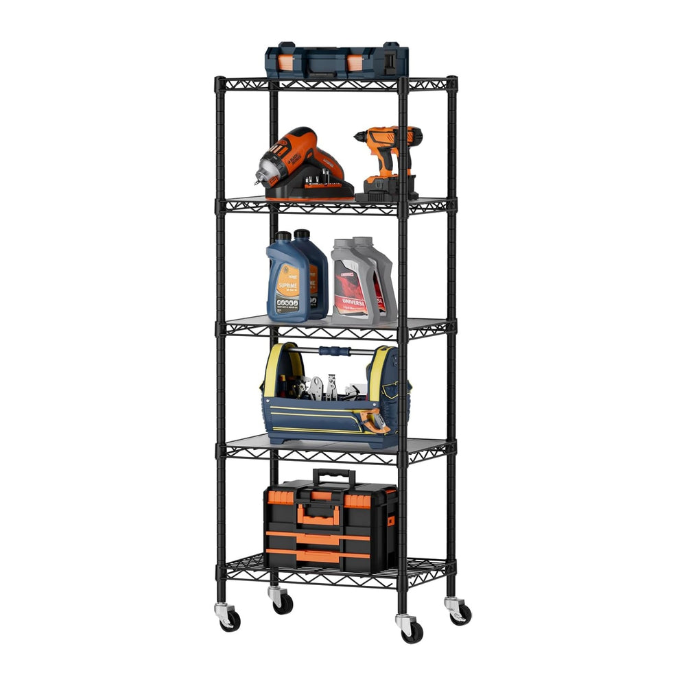 SINGAYE Small Wire 5 Adjustable Shelves Pantry Metal Shelf Floor Organizer