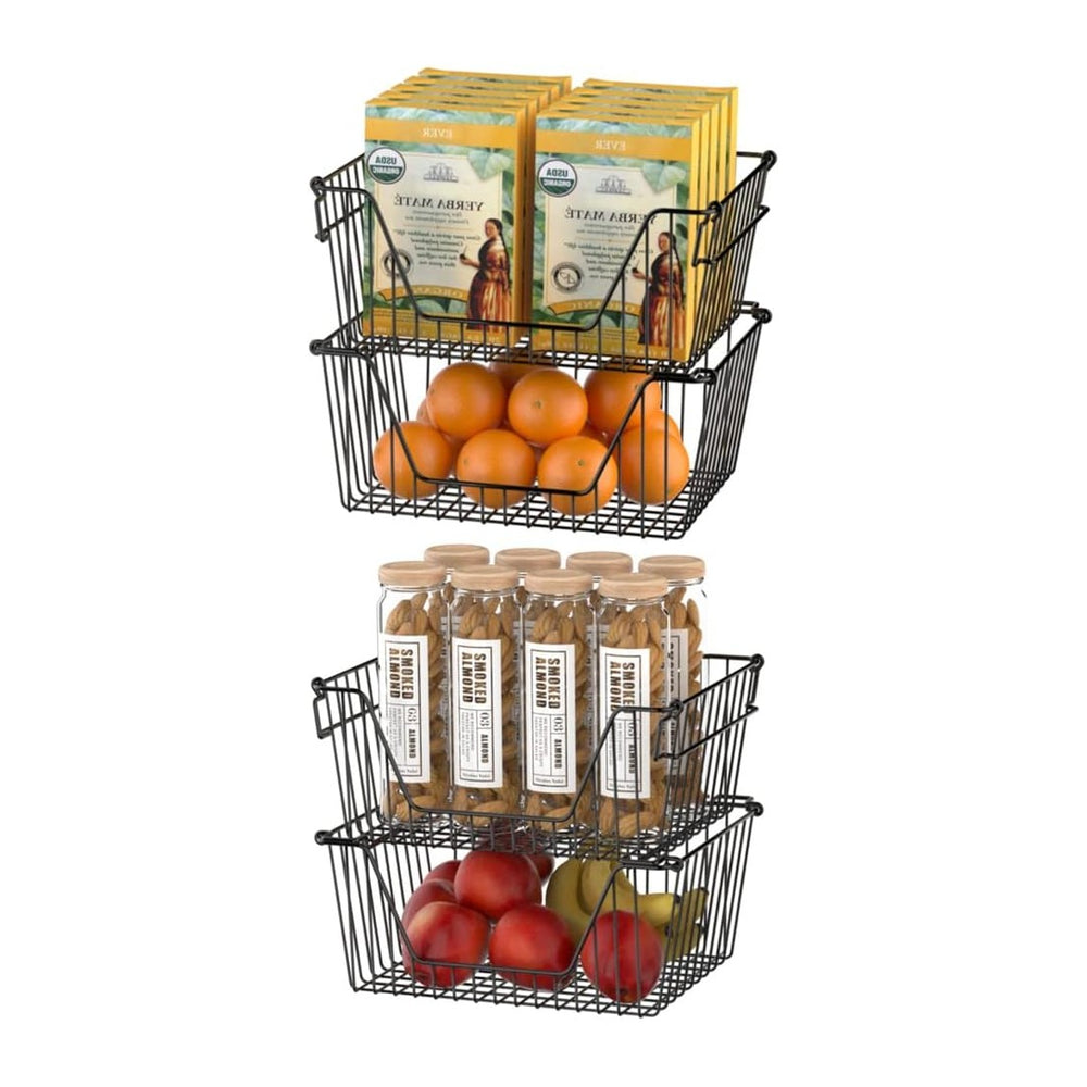 Slideep Wire Storage Baskets for Organizing, 4 Pack 14'' Stacking Met...