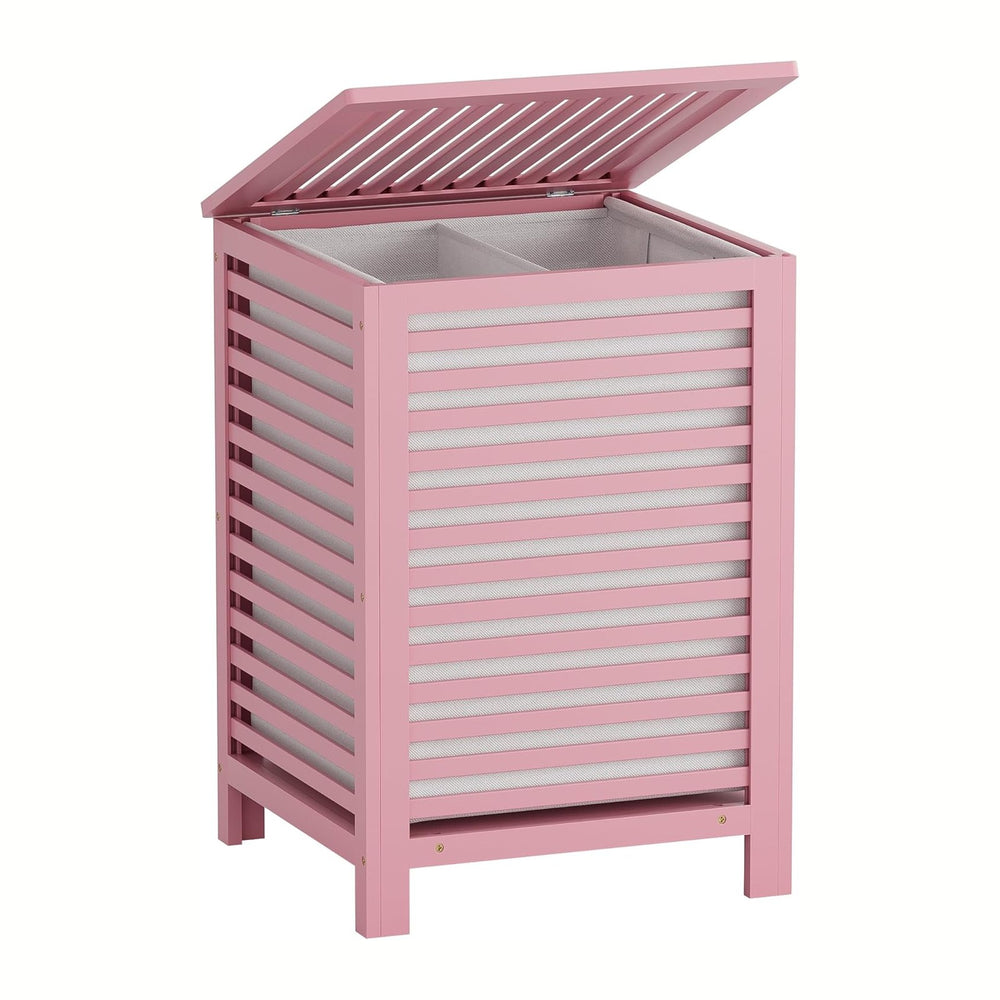 SMIBUY Double Laundry Hamper with Lid, 120L Bamboo Laundry Basket with Remova...