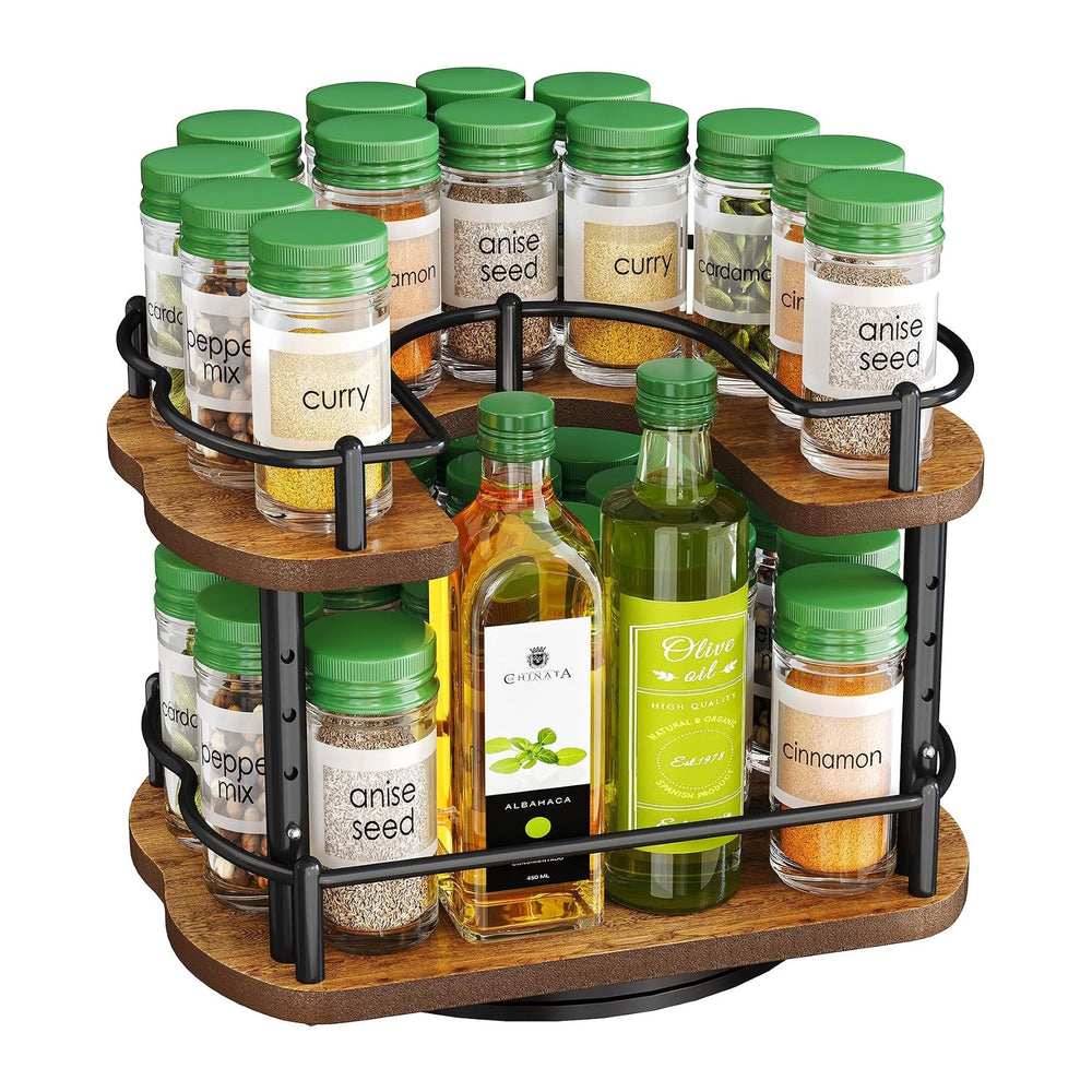 SNTD Spice Organization for Cabinet, Lazy Susan Spice Rack, 10 in, Black