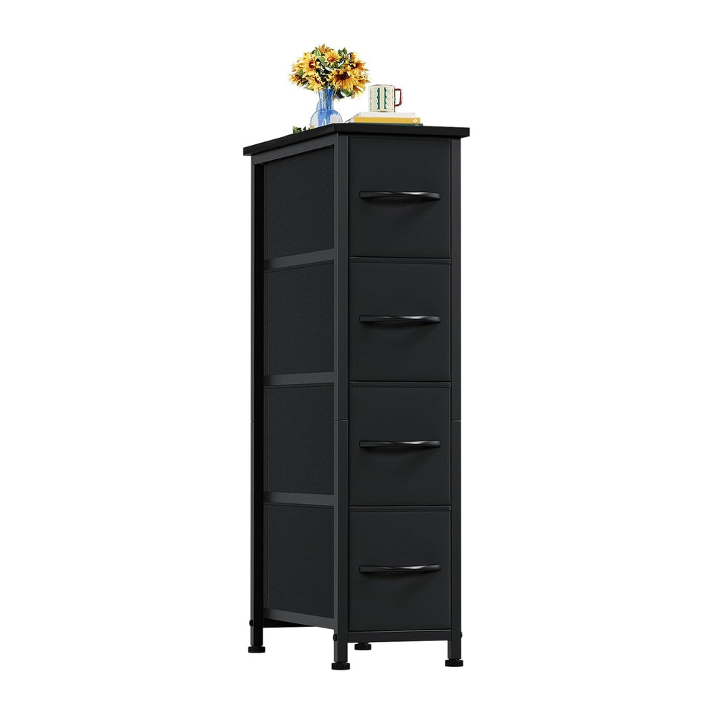 Somdot Narrow Dresser for Bedroom, 4 Drawer Storage Cabinet, Black