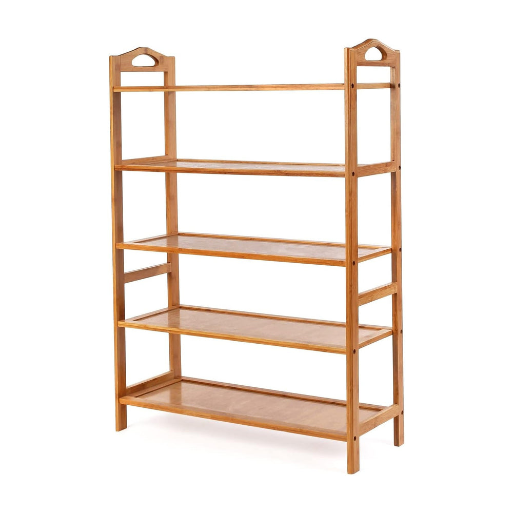 SOMY Bamboo Shoe Rack, 5-Tier Shoe Shelf with Two Handles, Entryway Shoe Rack...