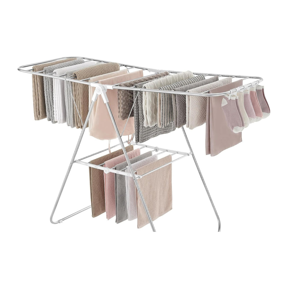 SONGMICS HOME Clothes Drying Rack with Wings, Foldable Laundry Rack with Sock...