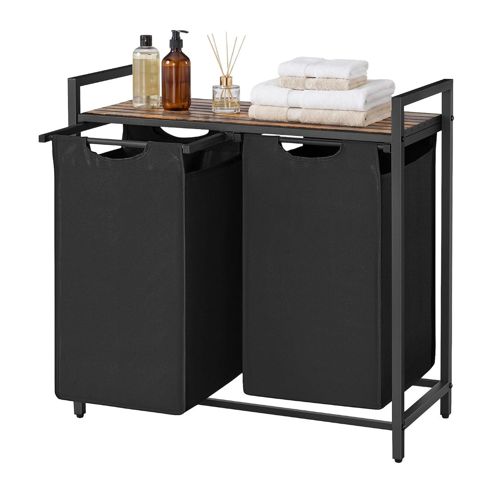 SONGMICS HOME Laundry Basket Sorter with Storage Shelf, Laundry Hamper with M...