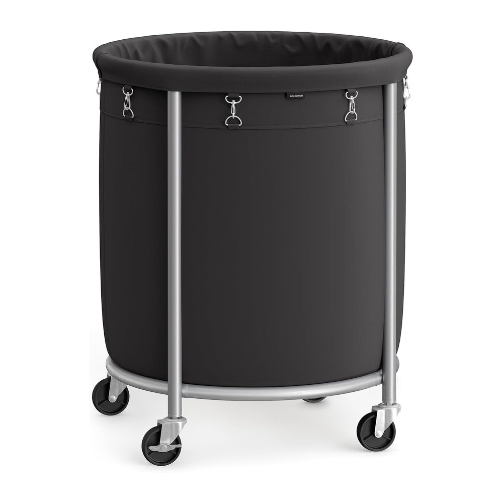 SONGMICS Laundry Basket with Wheels,190L, Steel Frame, Removable Bag