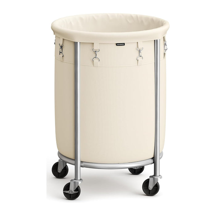 SONGMICS Laundry Basket with Wheels, 29 Gal., Steel Frame, Removable Bag