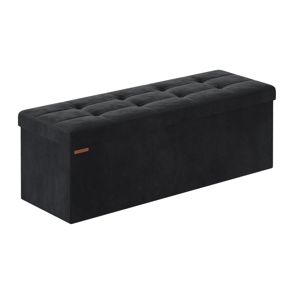 SONGMICS Storage Ottoman Bench, 43.3 Inches Velvet Foldable Foot Rest