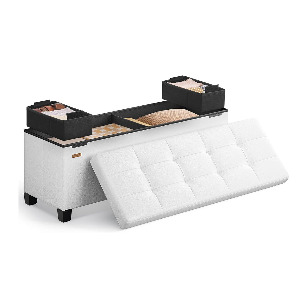 SONGMICS Storage Ottoman Bench with Legs, 43.3 Inches, 30 Gal. (112 L)