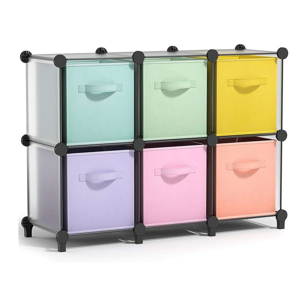 Sorbus 6 Cube Storage Organizer with 6 Fabric Bins (Clear)